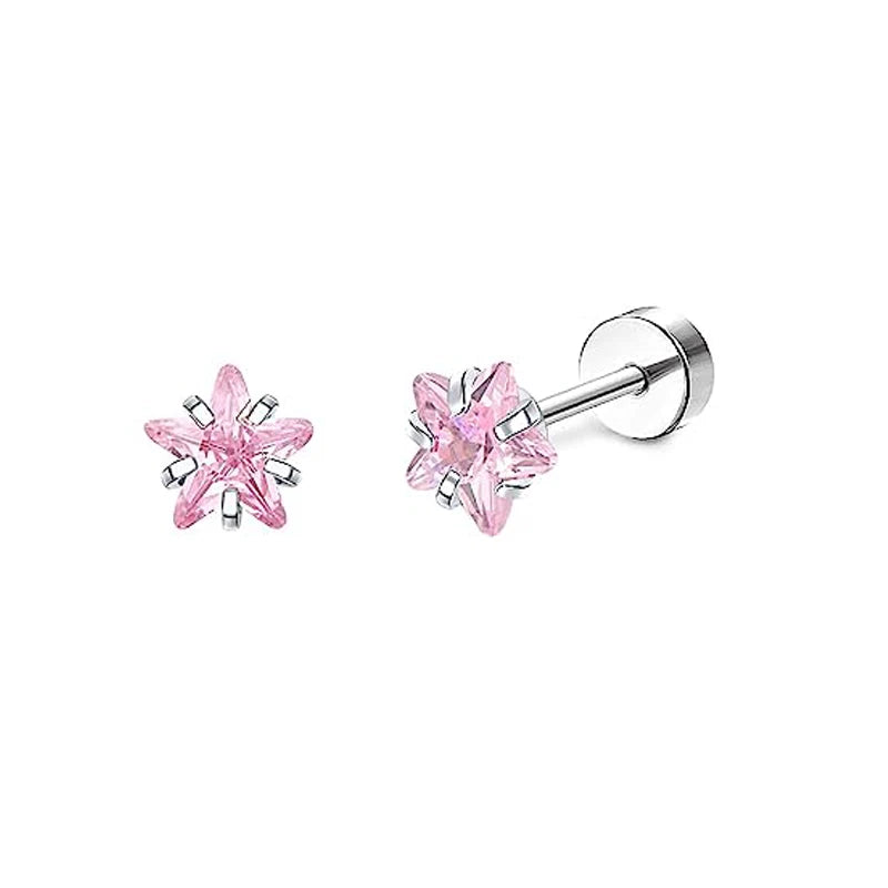 2pcs/lot 20G Star Heart Butterfly Stud Earring for Women Stainless Steel Crystal Earring detail view