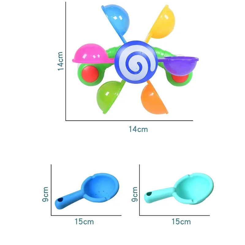 Rainbow Windmill Toddlers Bathing Sucker Water Spray Toy Colorful Waterwheel Baby B additional angle