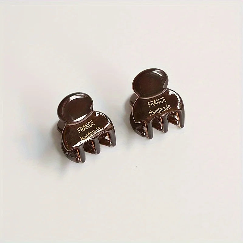 2pcs/set Mini Acetate Hair Claw Side Pins Small Size Shark Clip Sweet Cute Elegant Hairp detail view