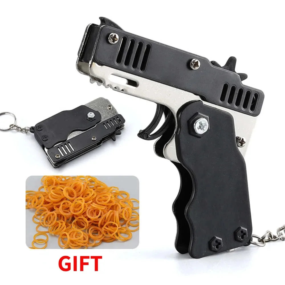1PCS Keychain Gun 60 Rubber Bands Rubber Band Gun Shooting Pistol Alloy Kid Outdoor P alternate view