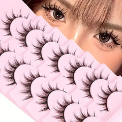7 Pairs Manga Lashes - Natural Look, 3D Volume, Wispy, Fluffy, Spiky, Anime & Cosplay Eyelashes - Pa