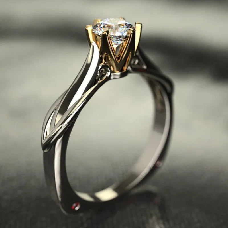 New 925 Sterling Silver Ring Six Claws Eight Hearts And Arrows Zircon Simulation Moiss close-up view