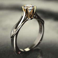 New 925 Sterling Silver Ring Six Claws Eight Hearts And Arrows Zircon Simulation Moiss close-up view
