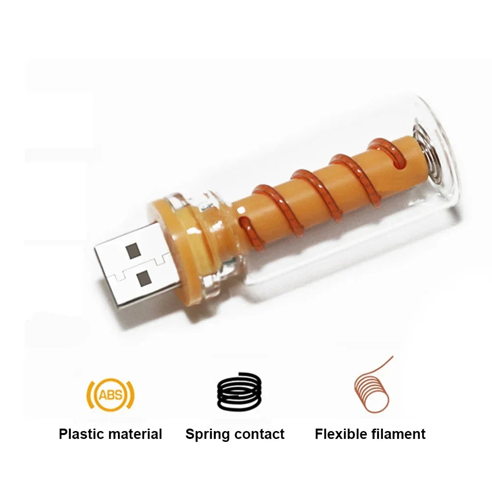 5V USB LED Spiral Filament Touch Dimming Bulb | Retro Night Light Atmosphere Lamp close-up view