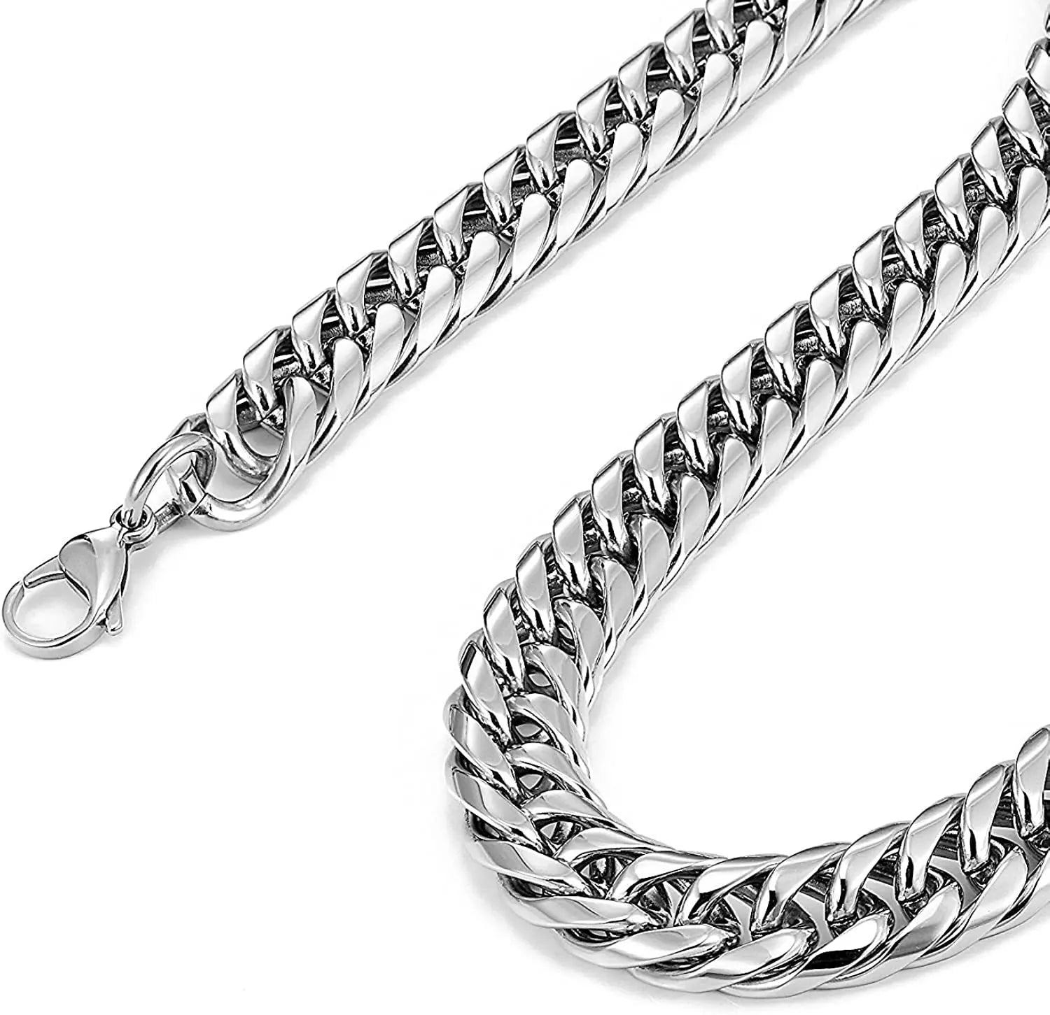 HNSP Stainless Steel Waterproof Cuban Link Chain Necklace For Men Jewelry Thick Heavy Ch detail view