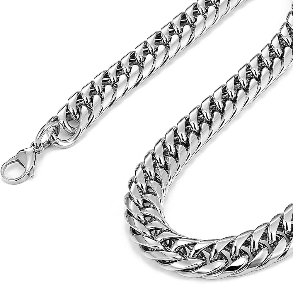 HNSP Stainless Steel Waterproof Cuban Link Chain Necklace For Men Jewelry Thick Heavy Ch detail view