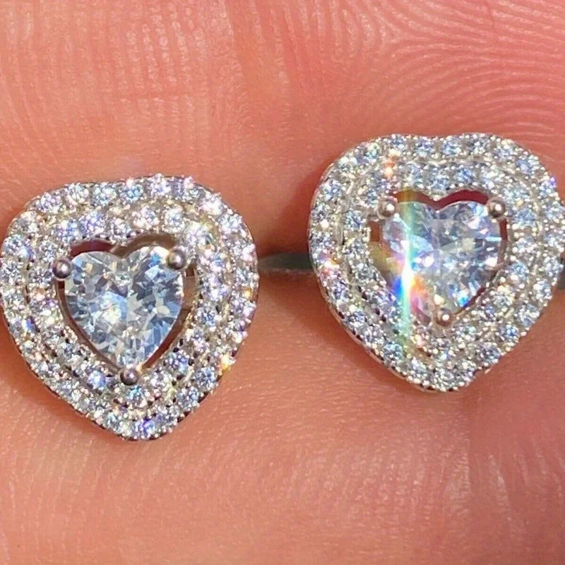 Square Cubic Zirconia Stud Earrings | Vintage Style for Women and Men detail view