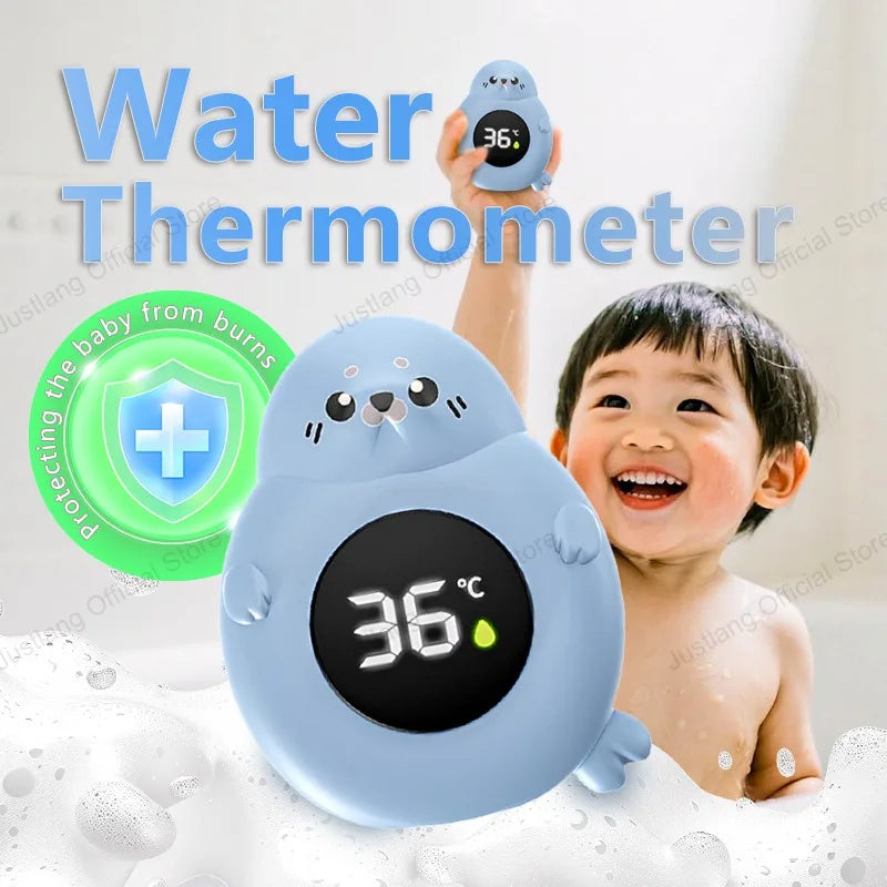 JUSTLANG Blue Seal Baby Bathtub Water Thermometer | Safe LED Temperature Sensor for Kids