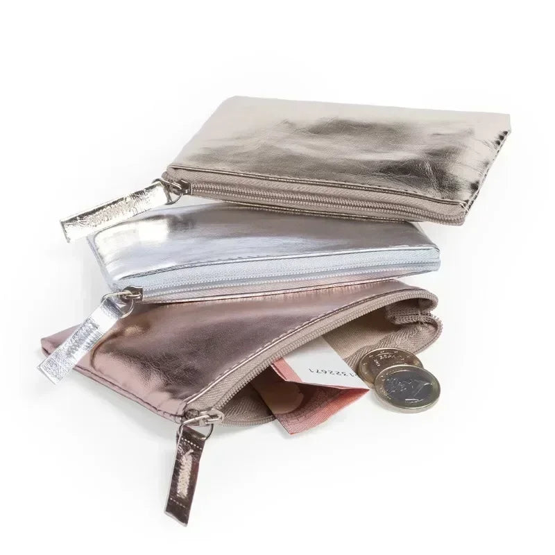 Silver Gold Credit Card Holder Bag | Waterproof PU Leather Coin Purse Wallet