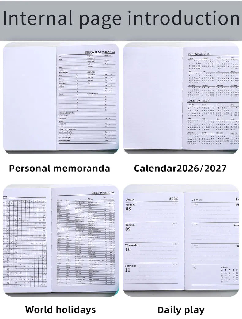 A7 2026 English Planner Book – Mini Pocket Weekly Calendar