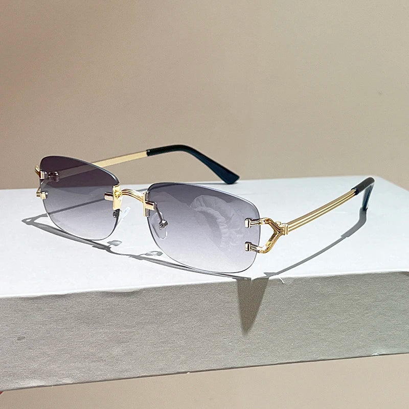 Rimless Square Sunglasses | Vintage Gradient UV400 Shades alternate view