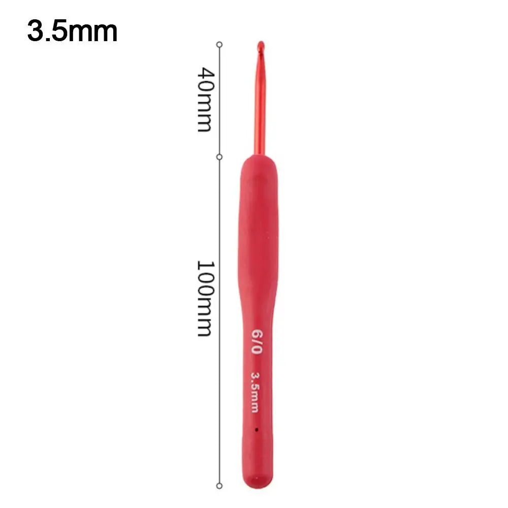 1Pcs Red Crochet Hook Silicone Handle Aluminum Hand Knitting Needles Crocheting Weave Cr detail view