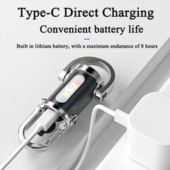 COB LED Flashlight Keychain | USB Rechargeable Waterproof Mini Flashlight close-up view