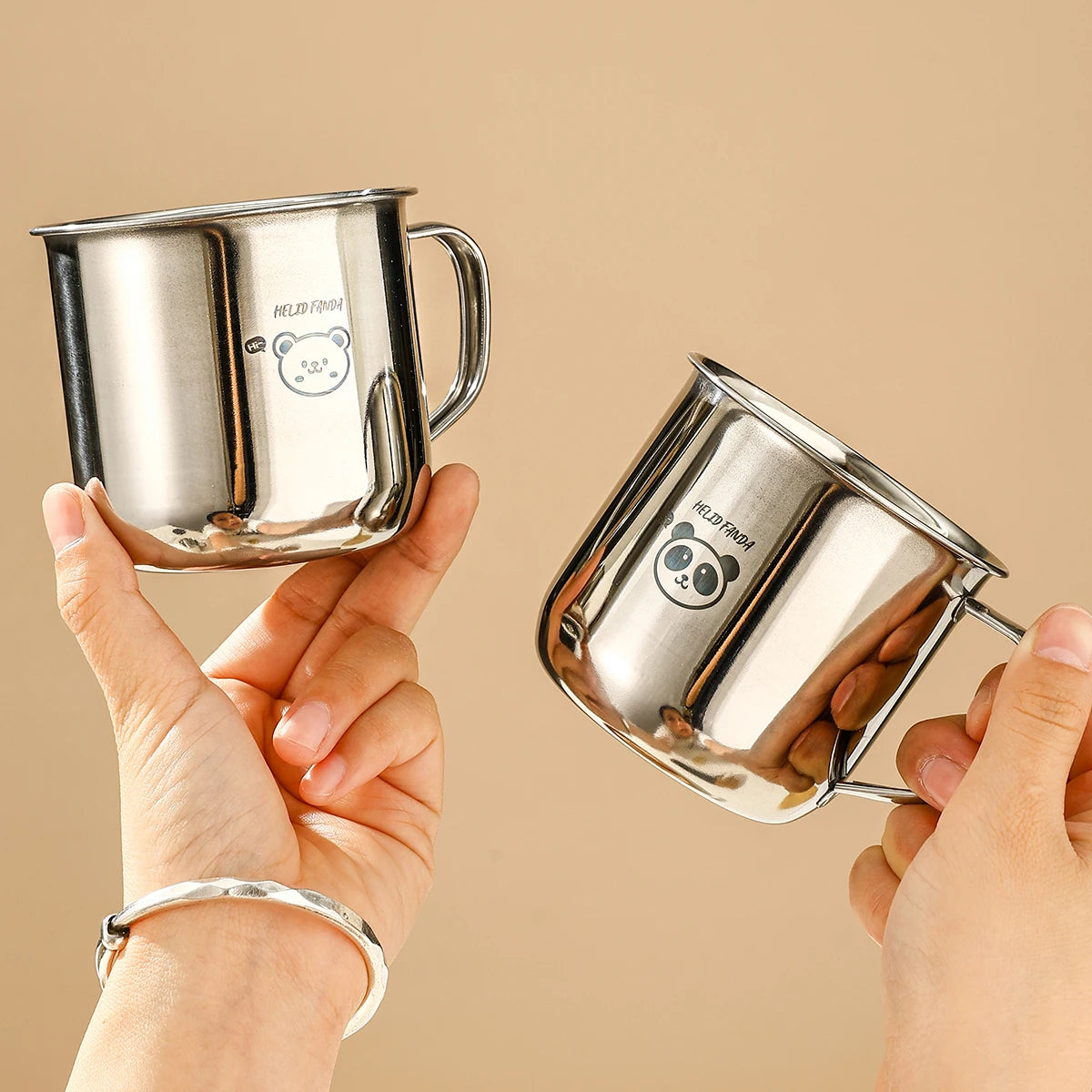 Stainless Steel Kids Water Cup with Handle | 300ml Anti-Scald Mini Mug