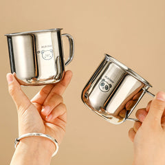 Stainless Steel Kids Water Cup with Handle | 300ml Anti-Scald Mini Mug