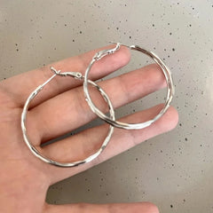Oversize Gold Plated Hoop Earrings | Simple Thick Round Circle Stainless Steel Hoops f close-up view