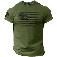 Retro American Flag T-Shirt | Casual Short Sleeve Pullover for Men