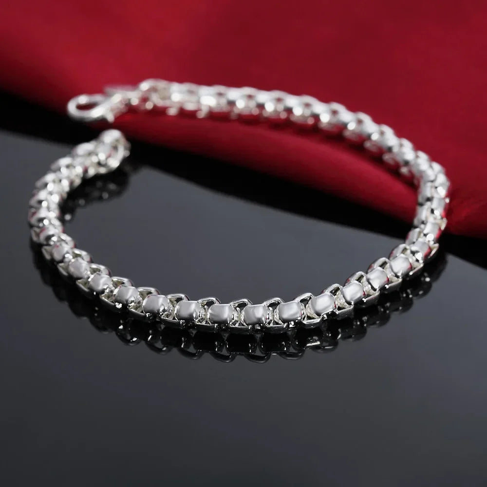 Noble Nice 925 Sterling Silver Geometric 4MM Chain Bracelets for Women Wedding Party Chr detail view