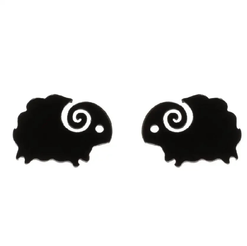 Stainless Steel Sheep Earrings Cute Animal Stud For Women Girl Metal Mini Summer Ea additional angle