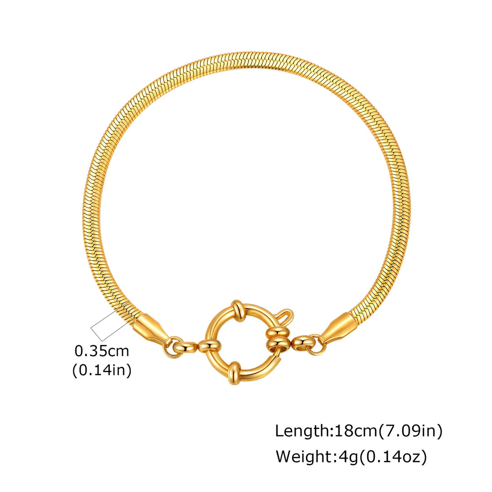 Vnox Square Chain Bracelet | Gold Stainless Steel Round Bubble Link Jewelry for Women detail view