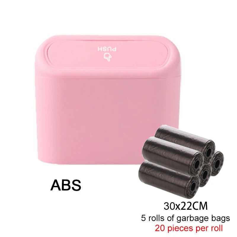 Car Trash Can Hanging Dustbin Garbage Box with Lid Car Interior Storage Case Trash Door detail view