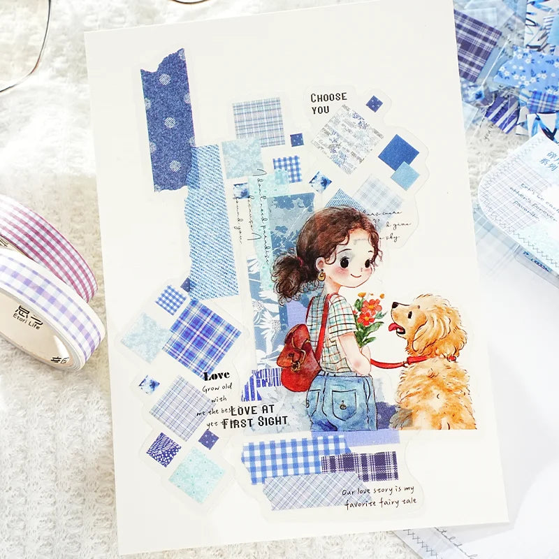 Fragmented Verse Patchwork Fabric PET Sticker Pack | 120pcs DIY Craft Stickers additional angle