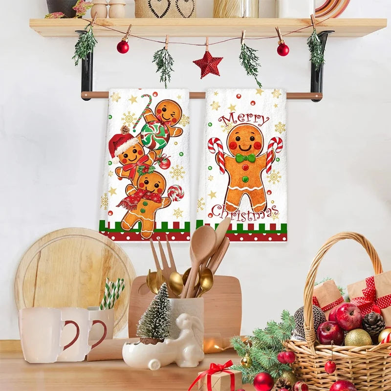 Christmas Party Gingerbread Man Dish Towel Navidad Natal lifestyle view