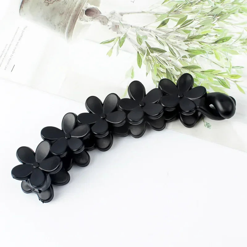 Flower Banana Hairpins Elegant Hair Clips Banana Clips Women Hairgrips Ponytail Barrettes Hair Pins  styling Accessories Jewelry