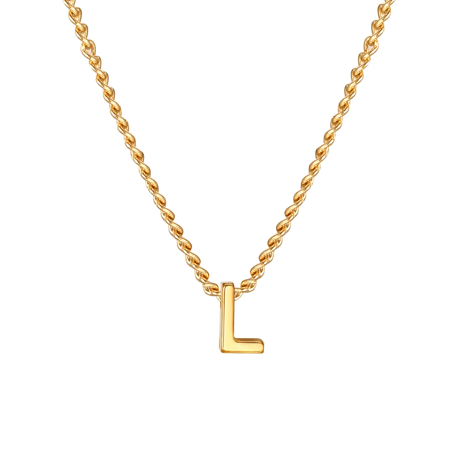 Vnox Chic Tiny A-Z Letters Necklaces for Women Girls, Gold Color Stainless Steel Initi close-up view