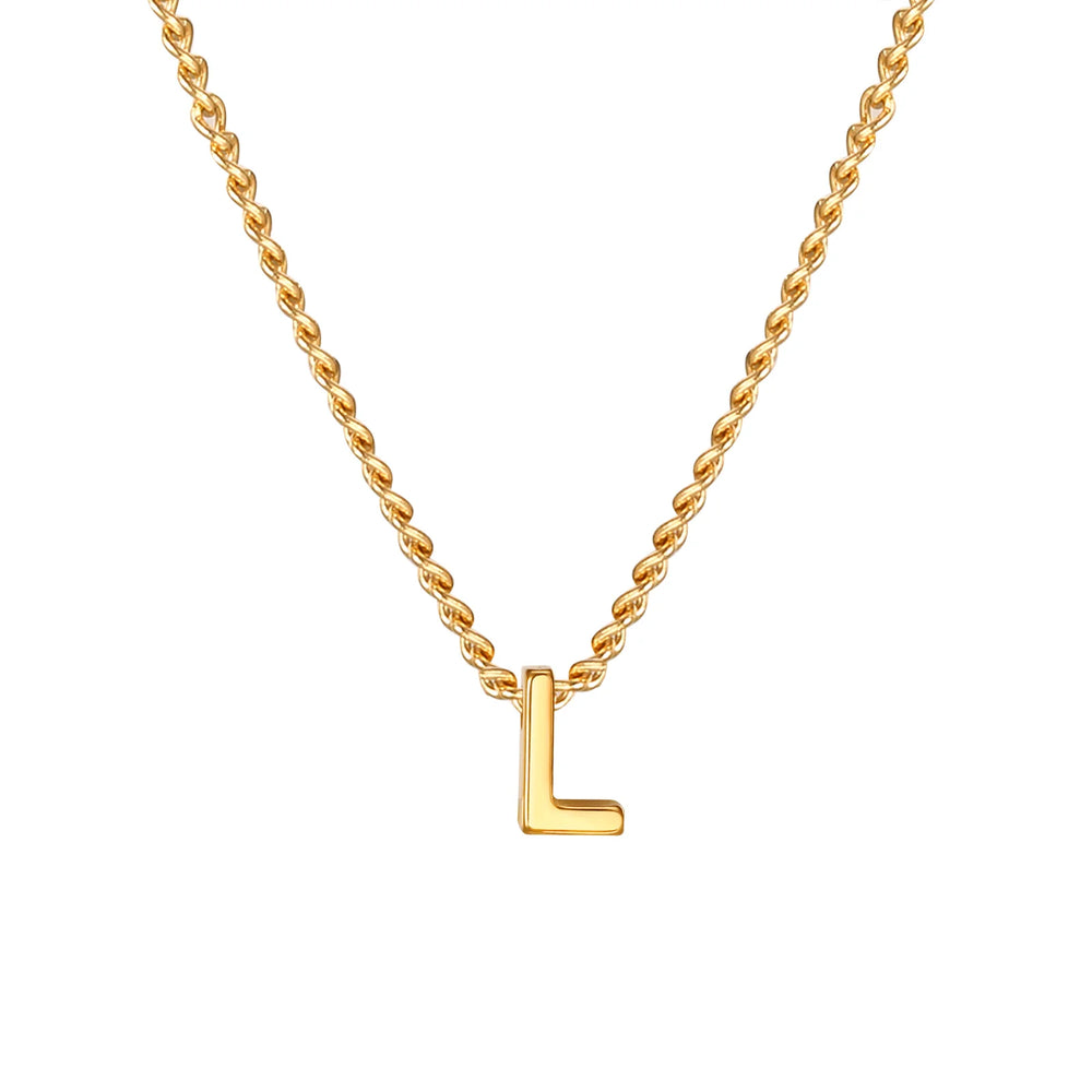 Vnox Chic Tiny A-Z Letters Necklaces for Women Girls, Gold Color Stainless Steel Initi close-up view