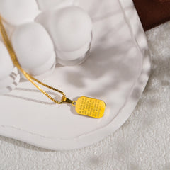 Classic Square Pendant Necklace for Women, Made of Stainless Steel close-up view