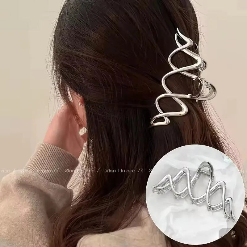 Metal Hair Clip Fashion Barrettes Korean Geometric Black Bow knot Hair Claw for Women Thick Thin Accessories Bath Crab Clamp