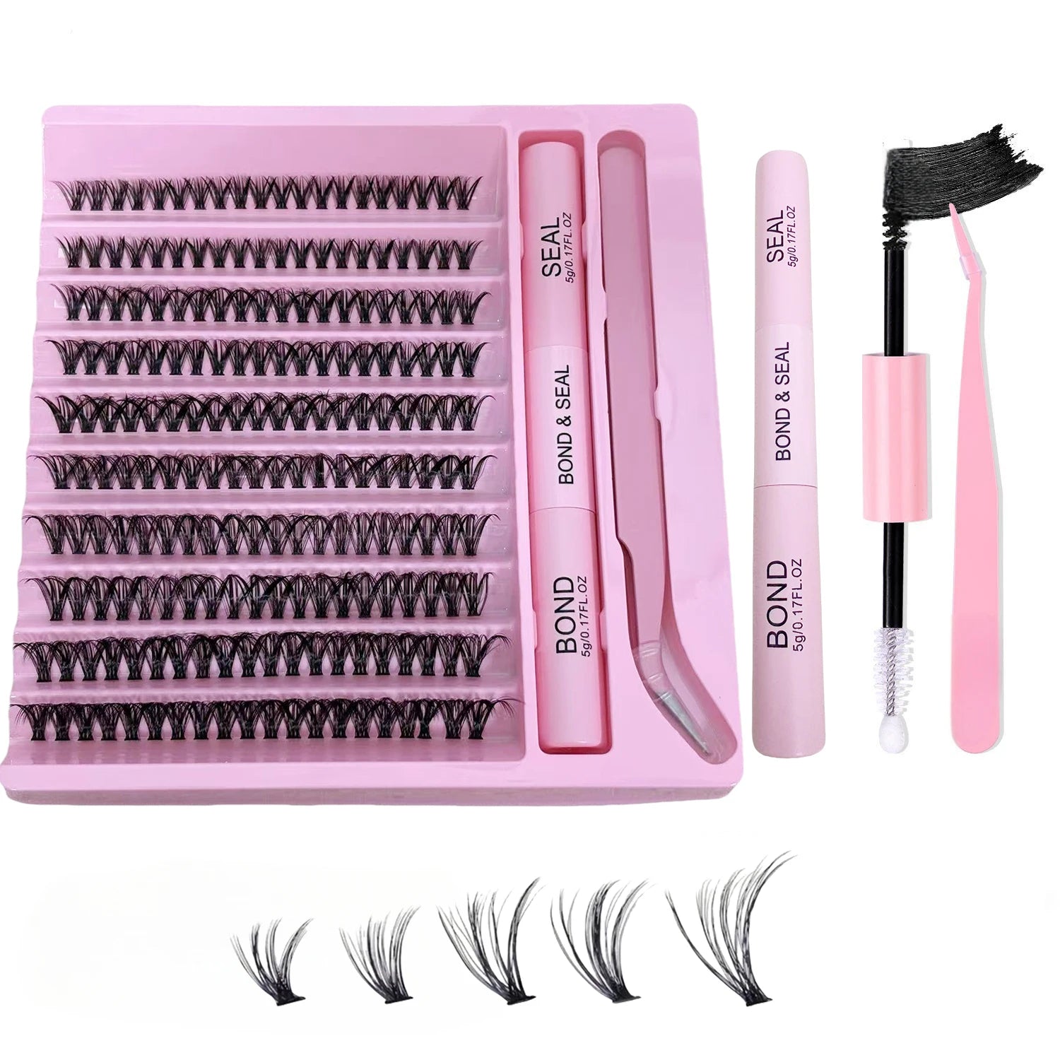 200-Piece Single Cluster False Eyelash Set | Faux Mink Fluffy Natural Lashes detail view