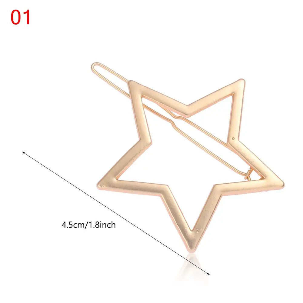 1PC Geometric Ponytail Hairpins Bobby Pins Knot Hair Clip Star Heart Barrettes Metal H close-up view