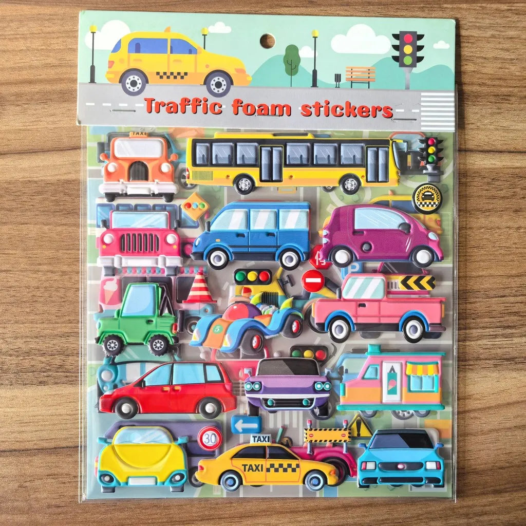 9 Styles Cute Double Layer 3D Foam Stickers | Alphabet Cars Food Cartoon for Notebook Journal Phone Case Decoration