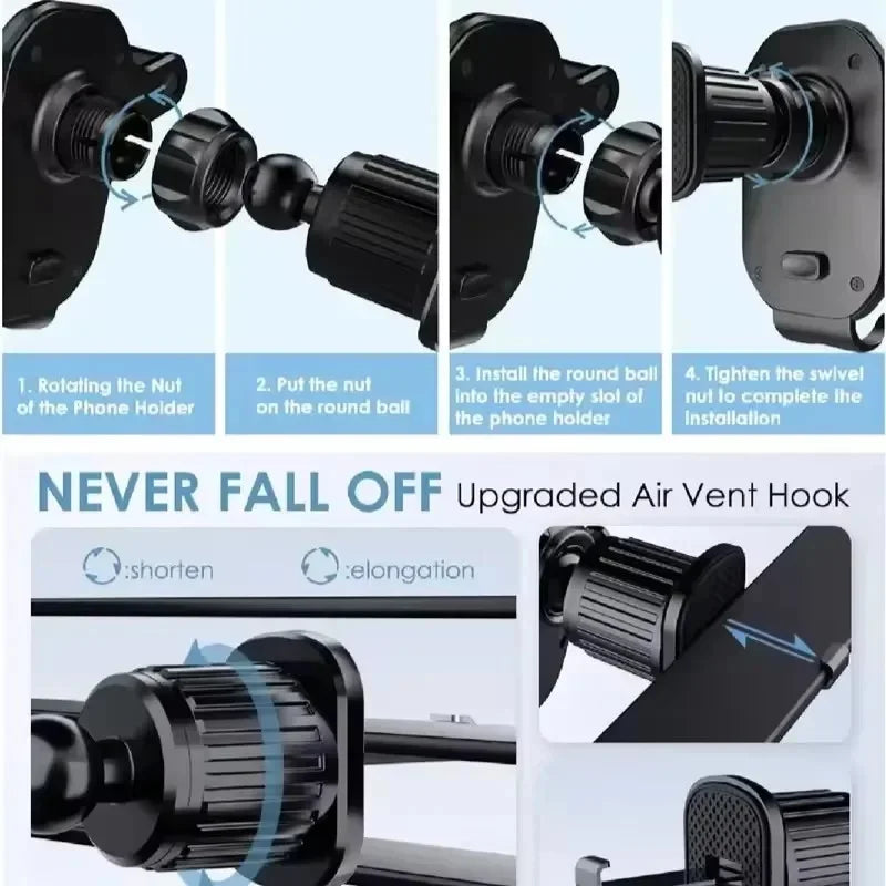 Gravity Car Phone Holder with 360° Rotation for Spiral Air Outlet close-up view