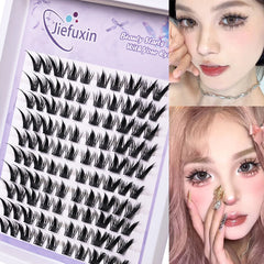 10Rows Cluster False Eyelashes Voluminous Fluffy Thick Natural Curling Lash Manga Eyes，Anime Lash Style，Suitable for Beginners