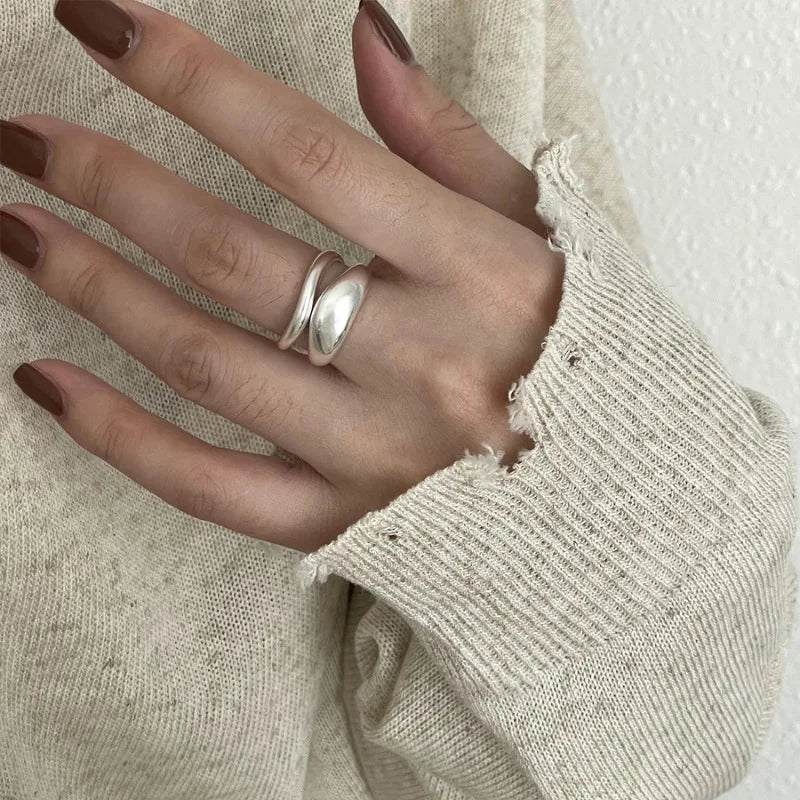 VENTFILLE 925 Sterling Silver Irregular Ring for Women Geometry Versatile Minimalism Acc detail view
