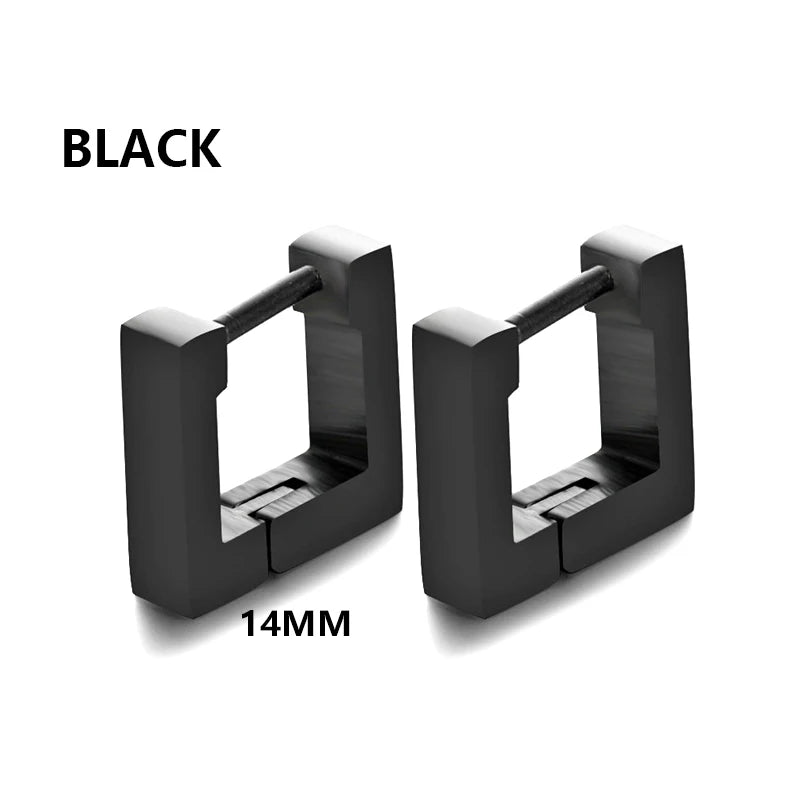 1 Pair Stainless Steel Geometric Triangle Unisex Punk Rock Earrings Women Men Piercing close-up view