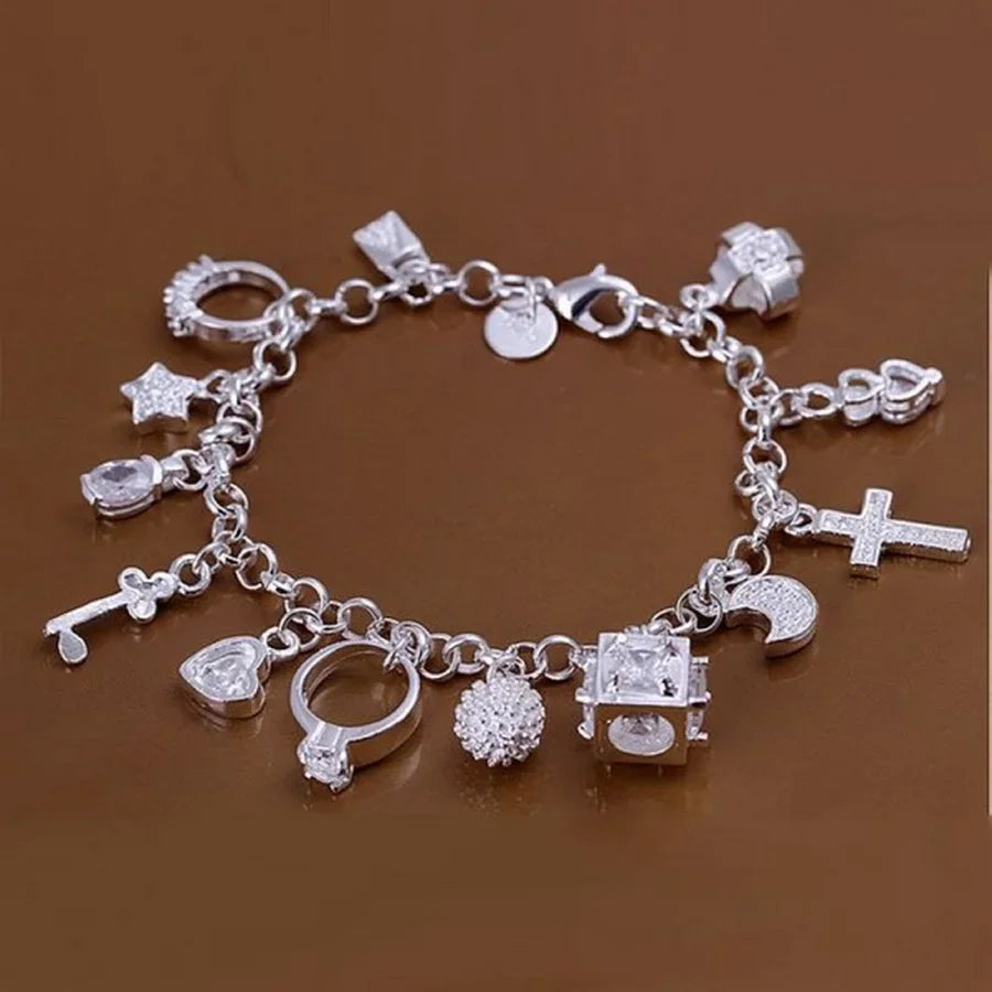 Fine 925 Sterling Silver Noble Nice Chain Solid Bracelet for Women Men Charms Party G alternate view