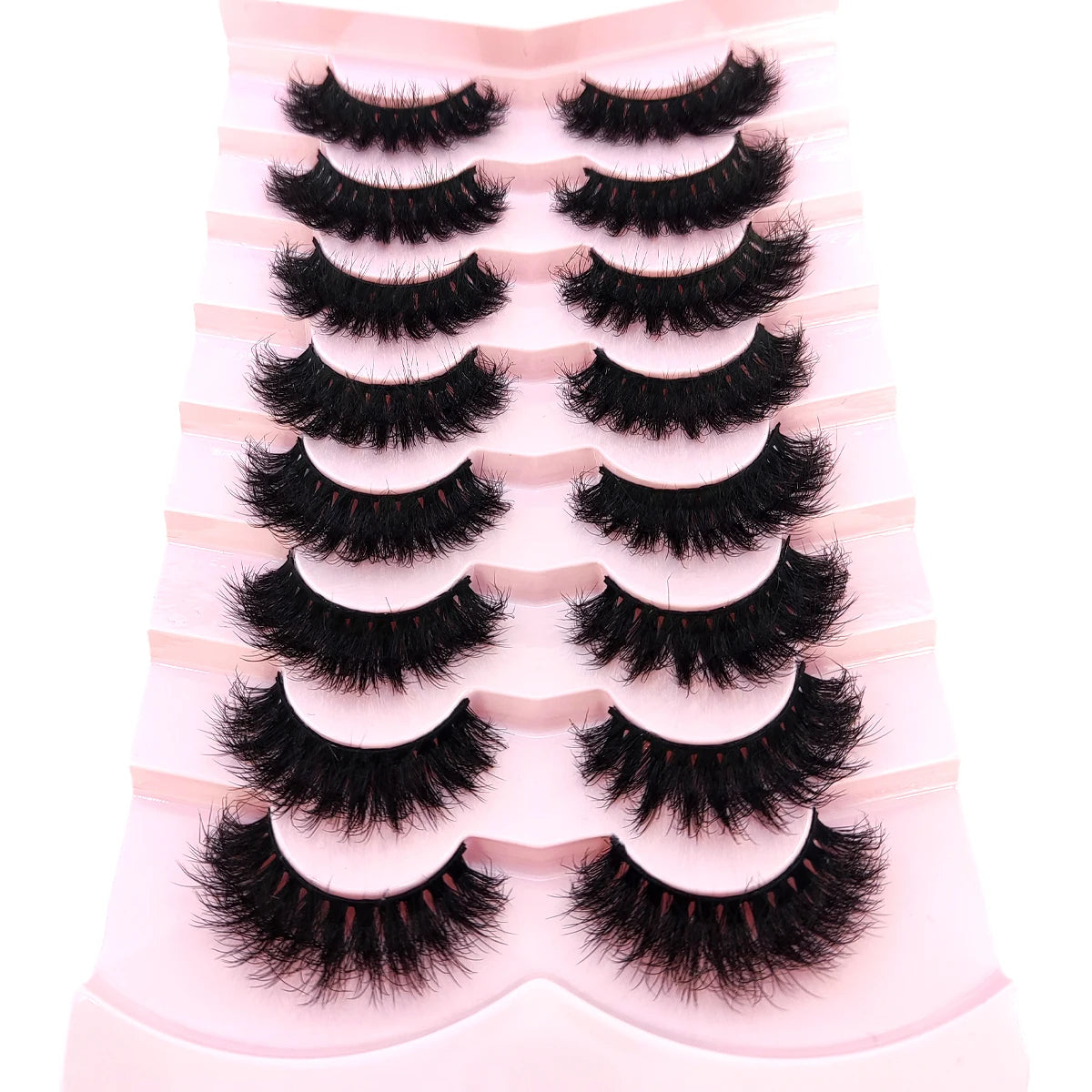 5-8 Pairs Natural Russian Striped Mink Lashes | 3D Volume Wavy False Eyelash Extensions detail view