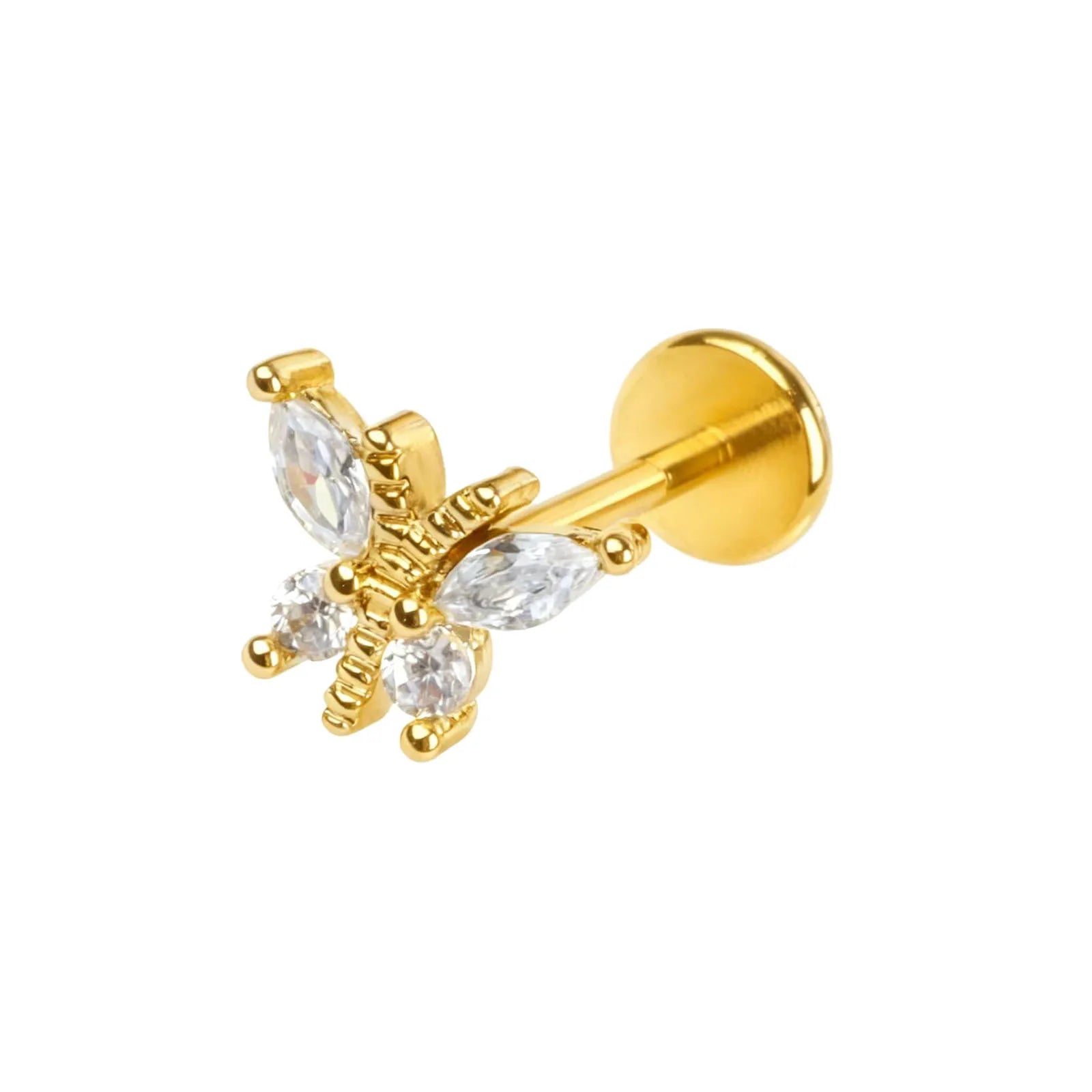 Stainless Steel Ear Studs - Micro Paved Zirconia Cartilage Earrings, Delicate Minimal alternate view