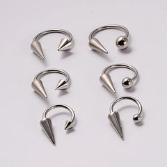 16G Stainless Steel Cone Septum Ring Horseshoe Nose Piercing Spike Lip Tragus Helix E alternate view
