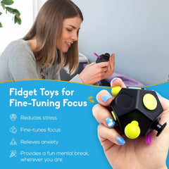 12 Sides Fidget Cube | Anti Stress Sensory Toy for Focus and Calm close-up view
