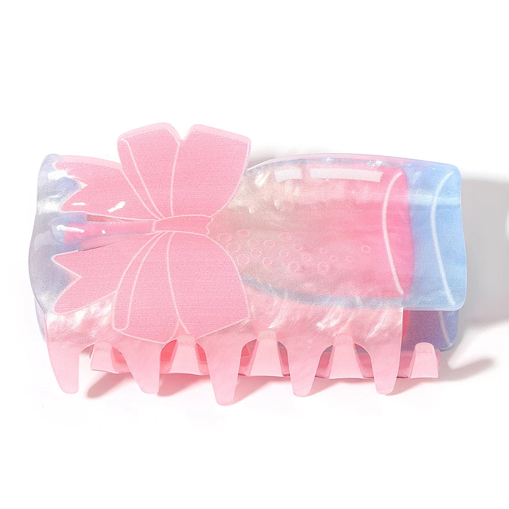 Sweet Acrylic Double Sided Flower Printed Hair Claw Clip For Women Oversize Geometr additional angle