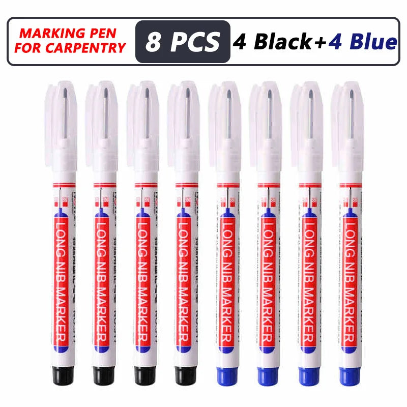 Deep Hole Long Nib Markers for Metal Wood Tile | 8-Pack Waterproof Marking Pens close-up view