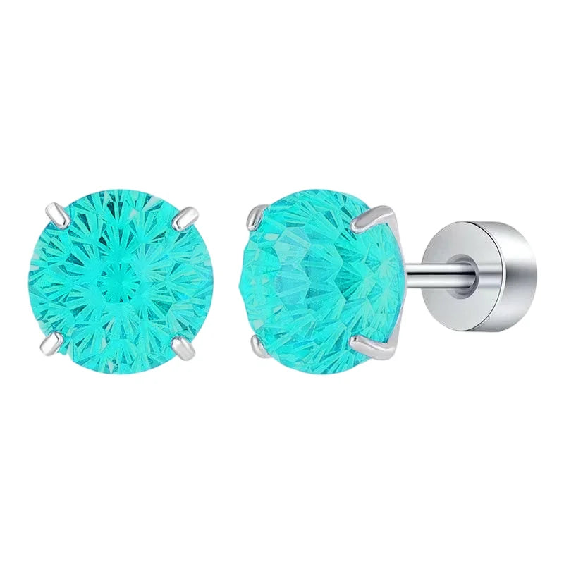 Crystal Stud Earrings Faceted Multicolor Stainless Steel Screw Back Tarnish Resistant alternate view