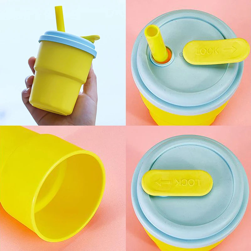 400ml Coffee Mug With Lid Straw Silicone Cold Juice Milk Tea Mug Leak-Proof Drinking alternate view