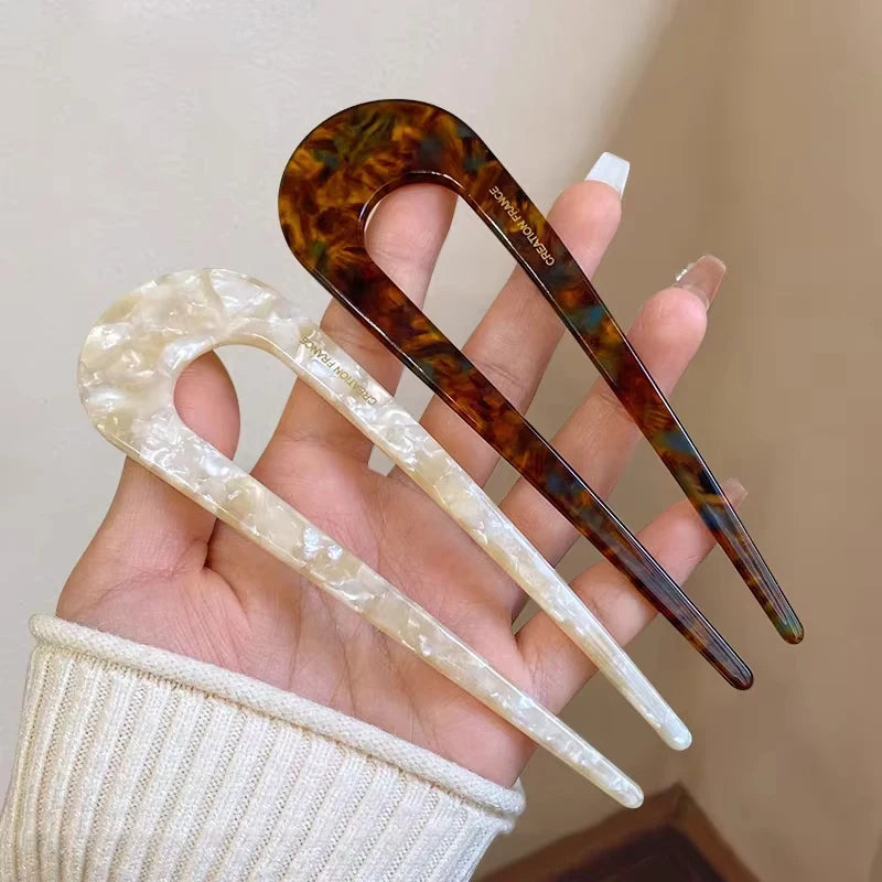 1/2/3/5pcs U-shaped Acrylic Hairpin for Women Elegant Temperament Ponytail Hair Clip Fas detail view