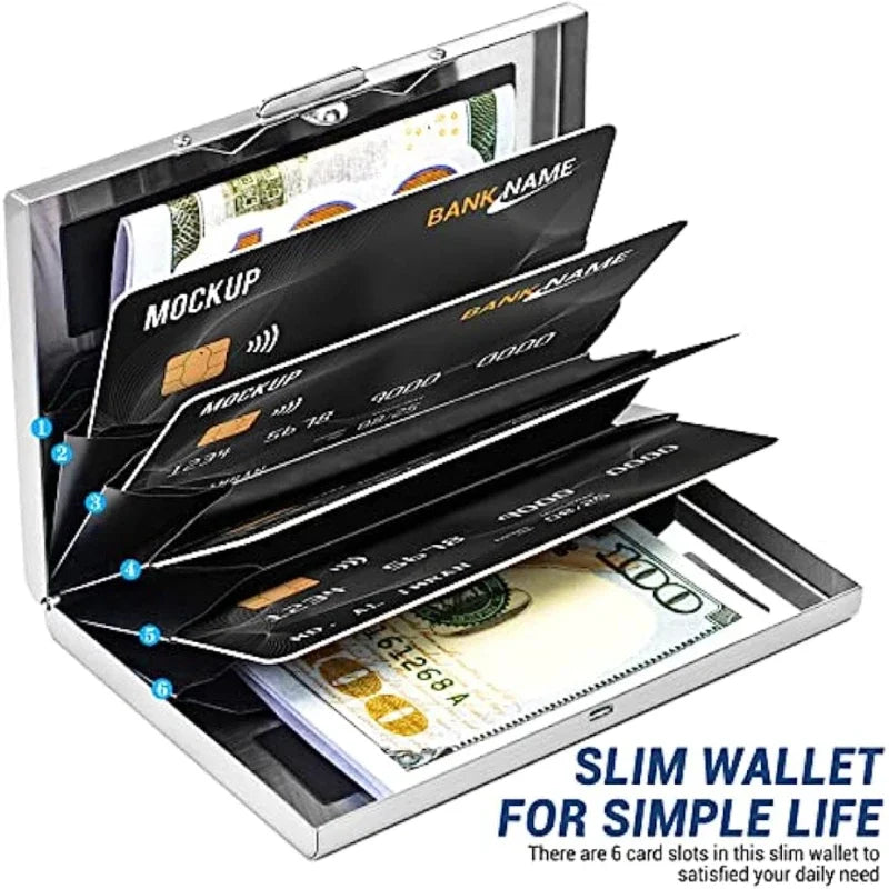 RFID Blocking Credit Card Holder | Slim Metal Wallet close-up view